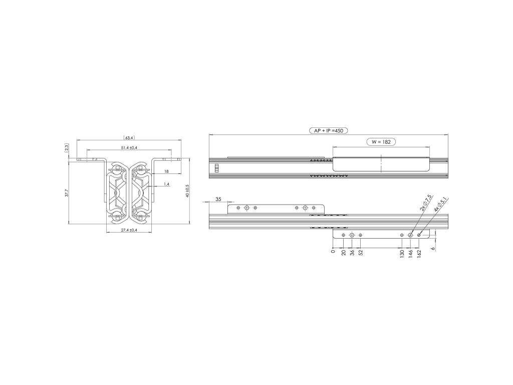 Guide Tavolo Allungabile Sistema Estraibile a Coulisse Apertura Centrale Portata Kg.60 mm.741/1191 | Pottker - immagine 4